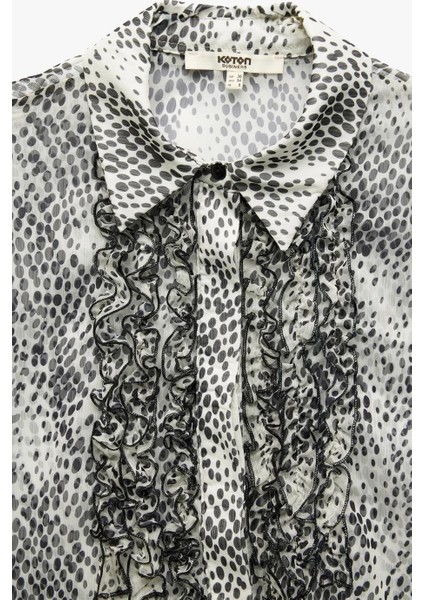 Uzun Kollu Fırfırlı Siyah Kadın Gömlek 5SAK60185UW-2Y5 fırsatları