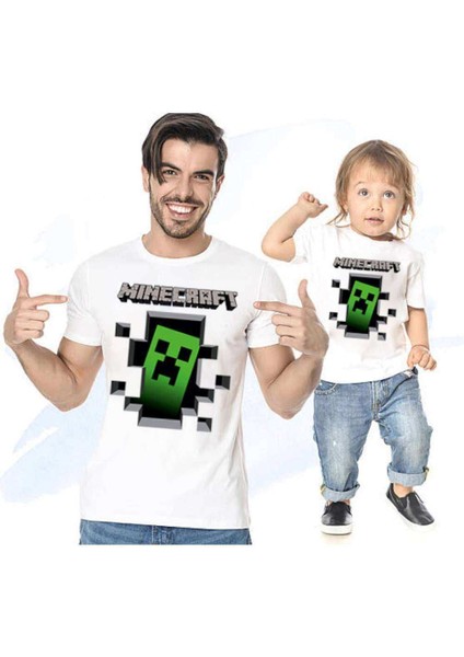 Baba Oğul Kız Tişört Mine Craft (Tek Ürün Fiyatıdır Kombin Yapmak Için 2 Adet Sepete Ekleyiniz)