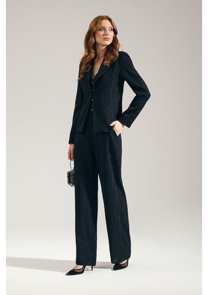 Desenli Kumaş Siyah Kadın Takım 80059-2K5 modelleri