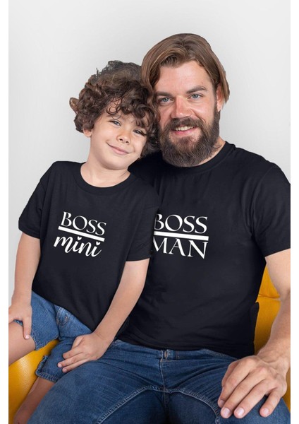 Boss Man Boss Mini Baba Oğul Tshirt (Tek Ürün Fiyatıdır Kombin Yapmak Için 2 Adet Sepete Ekleyiniz)