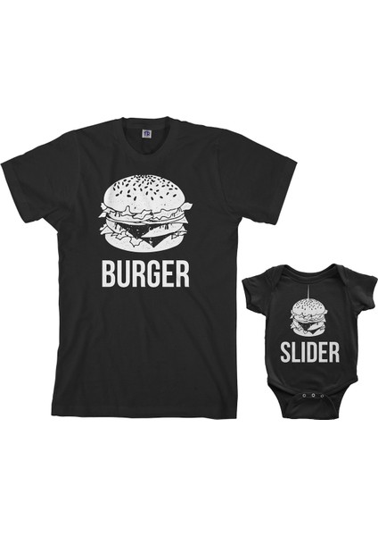 Baba Oğul Zıbın Burger Slider Tshirt (Tek Ürün Fiyatıdır Kombin Yapmak Için 2 Adet Sepete Ekleyiniz)
