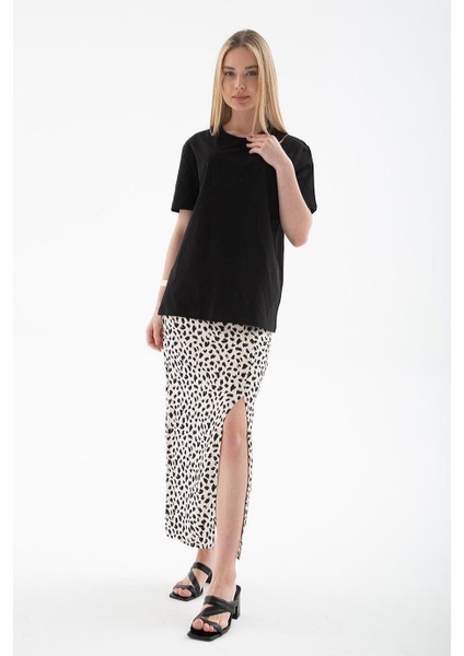 Kısa Kollu Sıfır Yaka Siyah Kadın T-Shirt 0131-2Y5 fiyatları