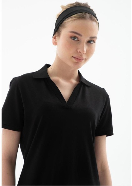 Polo Yaka Kısa Kollu Siyah Kadın Elbise 0600-2Y5 fiyatları