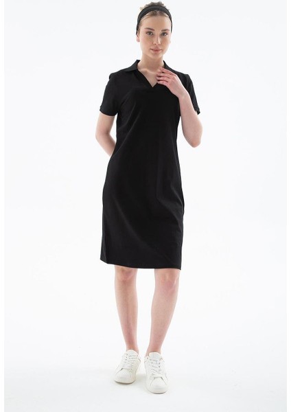 Polo Yaka Kısa Kollu Siyah Kadın Elbise 0600-2Y5 modelleri