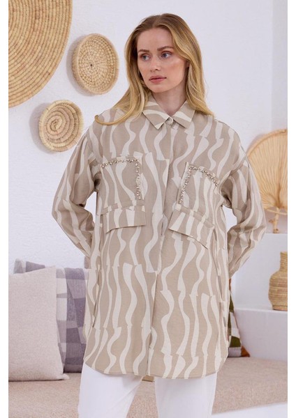 Taş Işlemeli Tensel Bej Kadın Gömlek MB11.277-2Y5 fırsatları