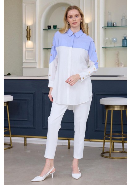 Düğme Detaylı Leylak Kadın Gömlek MB11.249-2Y5