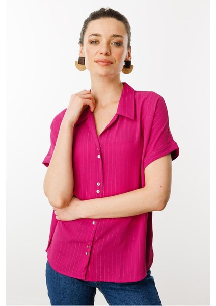 Kısa Kollu Fuşya Kadın Gömlek 25845-2Y5 modelleri