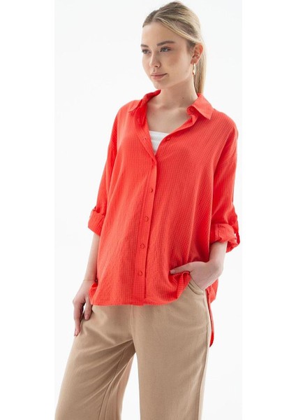 Arkası Uzun Coral Kadın Gömlek 0051-2Y5