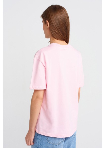 Sıfır Yaka Kısa Kollu Pembe Kadın T-Shirt 30312-2Y5 indirimleri