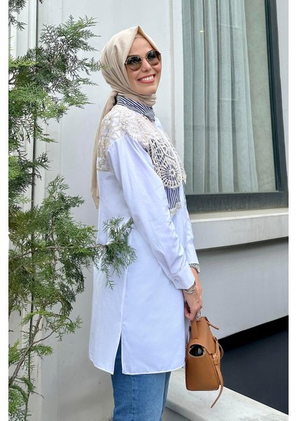 Brode Detaylı Çizgili Laci Kadın Gömlek MB11.220-2Y5 fiyatları