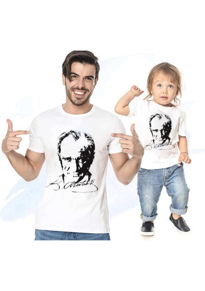 Atatürk Baba Oğul Kız Tişört (Tekli Üründür Kombin Yapmak Için 2 Adet Sepete Ekleyiniz)