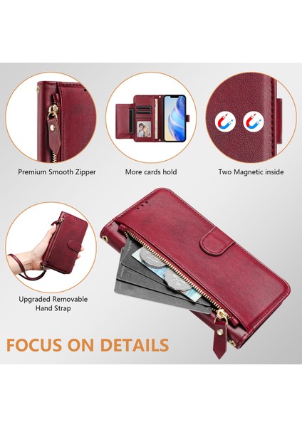 Samsung Galaxy x Cover 6 Pro Için Flip Kılıf Koruma Yumuşak Pu Deri Fermuarlı Cüzdan Kılıfı Kart Tutucu ile (Yurt Dışından)