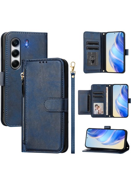 Tecno Camon 40 Pro 4g Için Flip Kılıf Koruma Yumuşak Pu Deri Fermuarlı Cüzdan Kılıfı Kart Tutucu ile (Yurt Dışından)