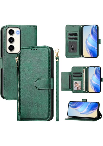 Samsung Galaxy S23 Için Flip Kılıf Koruma Yumuşak Pu Deri Fermuarlı Cüzdan Kılıfı Kart Tutucu ile (Yurt Dışından)