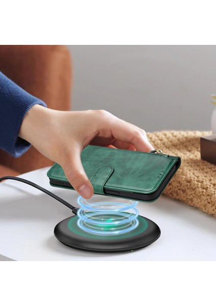 Tecno Camon 30 Için Flip Kılıf Koruma Yumuşak Pu Deri Fermuarlı Cüzdan Kılıfı Kart Tutucu ile (Yurt Dışından)