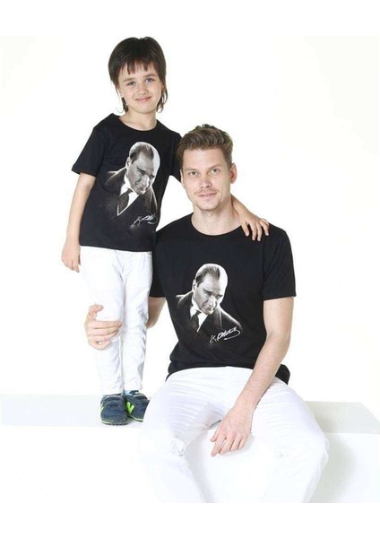 Atatürk Baba Oğul Kız Giyim Tişört (Tekli Üründür Kombin Yapmak Için 2 Adet Sepete Ekleyiniz)