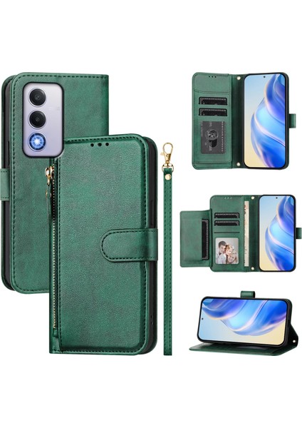 Oppo A80 5g Için Flip Kılıf Koruma Yumuşak Pu Deri Fermuarlı Cüzdan Kılıfı Kart Tutucu ile (Yurt Dışından)