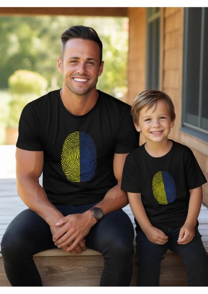 Sarı Lacivert Parmak Izi Baba Oğul Kız (Tek Ürün Fiyatıdır Kombin Için En Az 2 Adet Sepete Ekleyiniz