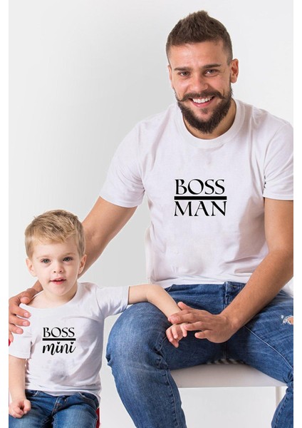 Boss Man Boss Mini Baba Oğul Kız Tshirt(Tek Ürün Fiyatıdır Kombin Yapmak Için 2 Adet Sepete Ekleyini