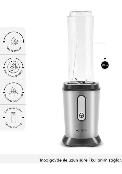 Smooth And Crush Personal Kişisel Smoothie Blender Inox