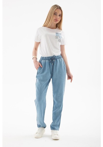 Beli Bağcıklı A.mavi Kadın Pantolon 0657-2Y5