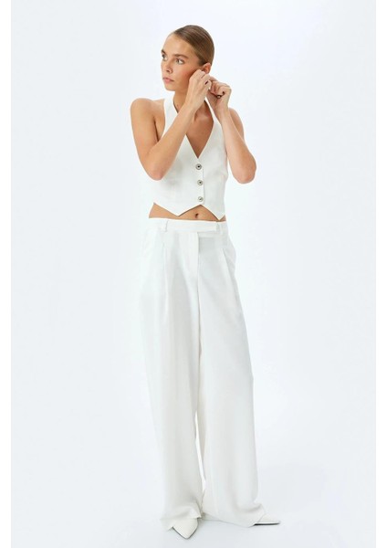 Koton Cepli Kırık Beyaz Kadın Pantolon 5SAK40088UW-2Y5