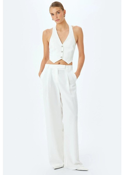 Koton Cepli Kırık Beyaz Kadın Pantolon 5SAK40088UW-2Y5 fiyatları