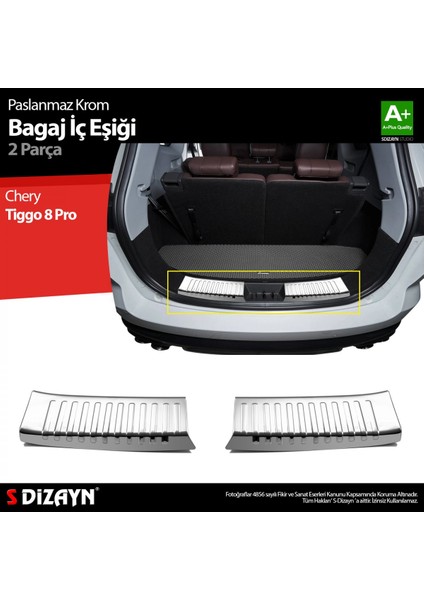 Paspasgaraji Chery Tiggo 8 Pro Krom Bagaj Iç Eşiği 2022 Üzeri A+ Kalite