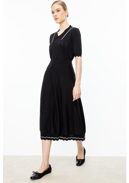 Kendinden Desenli Midi Boy Siyah Kadın Etek 59328-2Y5 fiyatları