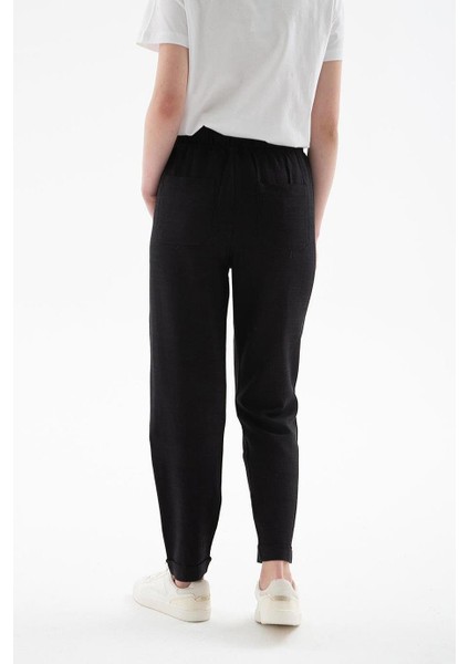 Beli Lastikli Siyah Kadın Pantolon 0250-2Y5