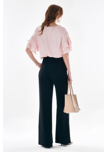 Geniş Paça Siyah Kadın Pantolon 42732-2Y5 fırsatları