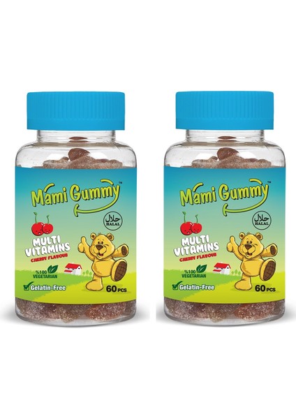 Kids Gummies Multivitamin 60 Adet Çiğnenebilir Gummy Jel Kiraz Aromalı - 2 Adet