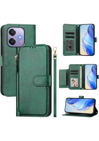 Oppo A40 4g Için Flip Kılıf Koruma Yumuşak Pu Deri Fermuarlı Cüzdan Kılıfı Kart Tutucu ile (Yurt Dışından)