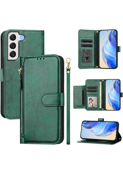 Samsung Galaxy S21 Fe Için Flip Kılıf Koruma Yumuşak Pu Deri Fermuarlı Cüzdan Kılıfı Kart Tutucu ile (Yurt Dışından)