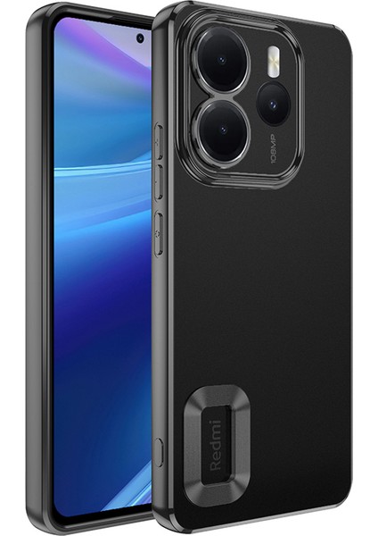 Xiaomi Redmi Note 14 4g Kılıf Kamera Lens Korumalı Logo Gösteren Şeffaf Parlak Kenarlı Kapak (Omega)