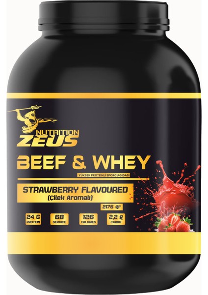 Beef And Whey Protein 2176 gr-Çilek-Aroma