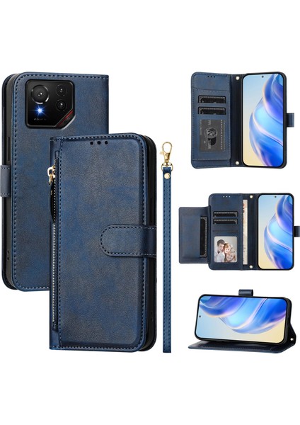 Asus Rog Phone 9/9 Pro Için Flip Kılıf Koruma Yumuşak Pu Deri Fermuarlı Cüzdan Kılıfı Kart Tutucu ile (Yurt Dışından)