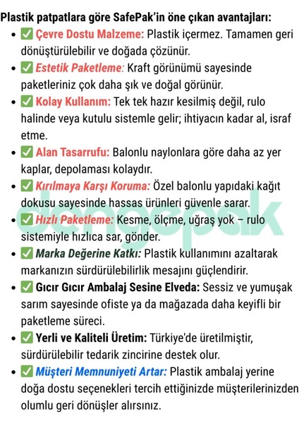 - Kraft Balonlu Kağıt Patpat, Balonlu Yerine Kağıt Patpat Kullan, Hızlı Paketleme, 600 Yaprak, 58x38 cm, 360 Metre, Hazır Kesilmiş Kağıt Patpat, Kesme Derdine Son! SafePak