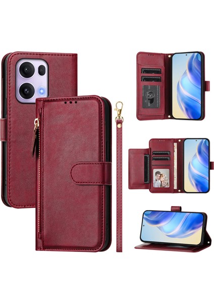 Oppo Reno 13 Pro 5g Için Flip Kılıf Koruma Yumuşak Pu Deri Fermuarlı Cüzdan Kılıfı Kart Tutucu ile (Yurt Dışından)