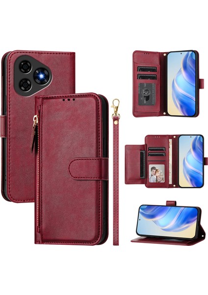 Ulefone Note 19 Için Flip Kılıf Koruma Yumuşak Pu Deri Fermuarlı Cüzdan Kılıfı Kart Tutucu ile (Yurt Dışından)
