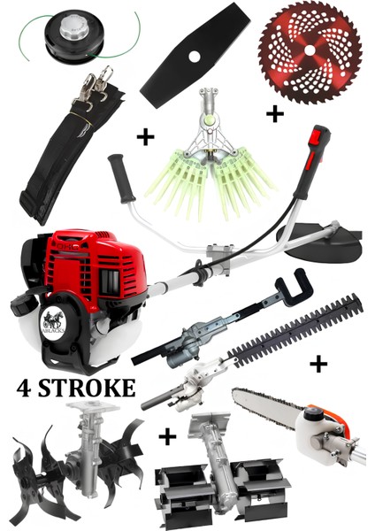 4 Zamanlı Profesyonel Yan Tırpan Ultra Lüks Bahçivan Seti