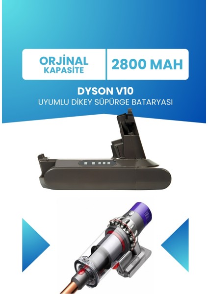 Dyson V10 Uyumlu Batarya 7INR19/66 25.2V 2800MAH Pil Robot Süpürge Bataryası