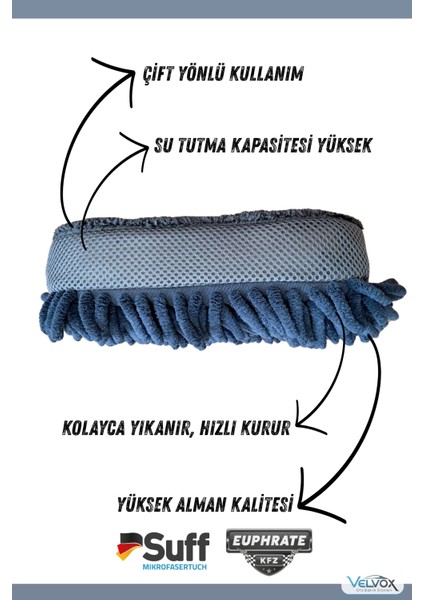 Jumbo Çift Yönlü Oto Yıkama Süngeri 22X10 cm Füme, Oto Bezi, Araç Bezi, Köpük Süngeri