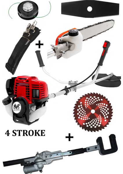 4 Zamanlı Profesyonel Yan Tırpan +Dal Budama + Ağaç Silkeleme Aparatı