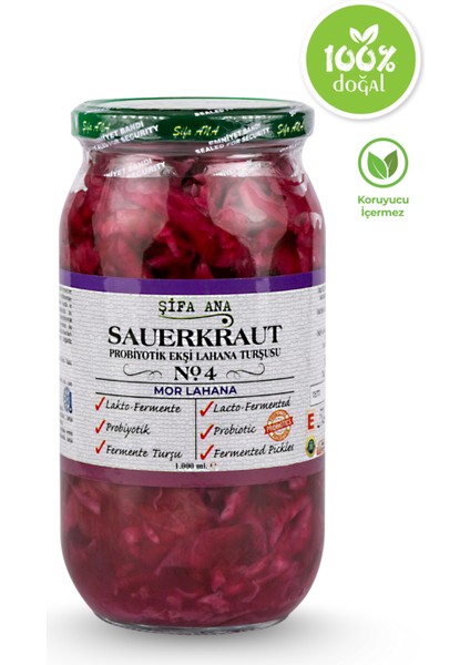 Sauerkraut (Ekşi Lahana Turşusu) No4 Mor Lahana (1000CC.)