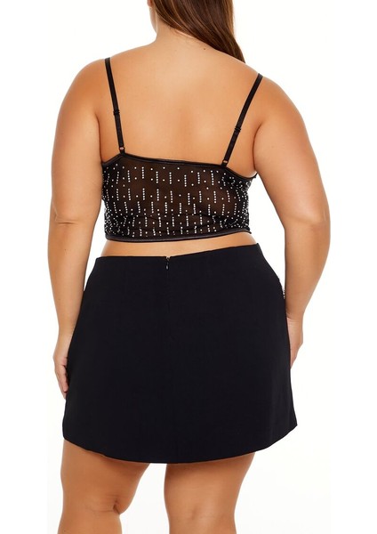 Plus Size Transparan Taşlı Bluz modelleri