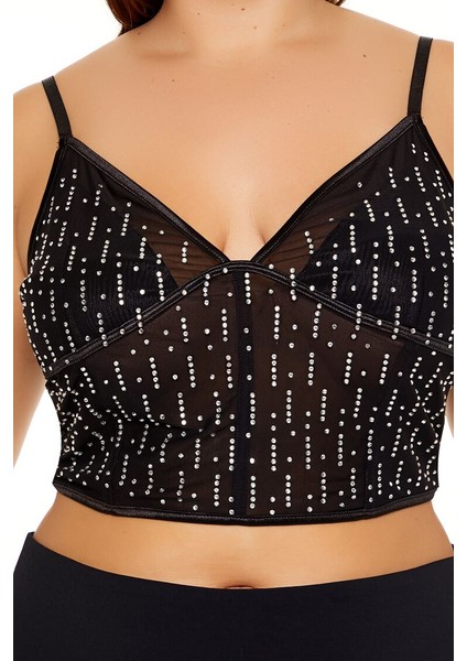 Plus Size Transparan Taşlı Bluz indirimleri