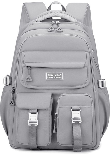 Düz Renk Basit Çok Işlevli Büyük Kapasiteli Öğrenci Sırt Çantası (Yurt Dışından)