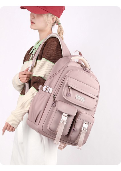 Düz Renk Basit Çok Işlevli Büyük Kapasiteli Öğrenci Sırt Çantası (Yurt Dışından) modelleri