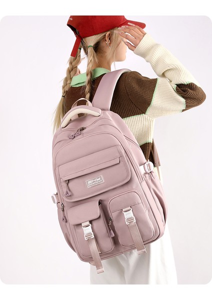 Düz Renk Basit Çok Işlevli Büyük Kapasiteli Öğrenci Sırt Çantası (Yurt Dışından) fırsatları
